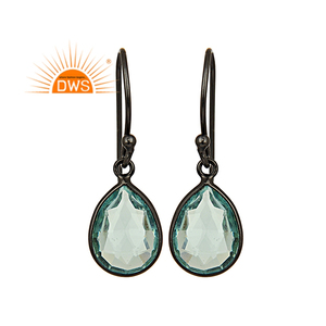 Pendientes de piedras preciosas de Topacio azul Natural, proveedor de joyería, aretes colgantes de plata 925 chapados en rodio - Product Image 1