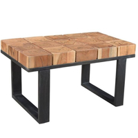 Table basse ronde moderne de luxe en bois massif de manguier avec pieds en métal transparent, ensemble de meubles légers pour salon à usage domestique