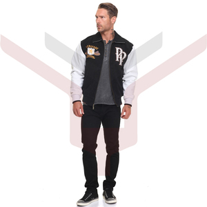 Chaqueta Varsity Personalizada al por Mayor con Parches Bordados, Cuerpo de Lana, Mangas de Cuero, Chaqueta Clásica de Béisbol - Product Image 2