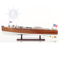 Maqueta de Barco de Cedro Chris Craft de 62 cm Pintada a Mano, Réplica con Triple Cabina, Soporte de Exhibición, Estilo Náutico, Hecho en Vietnam, OMH B294