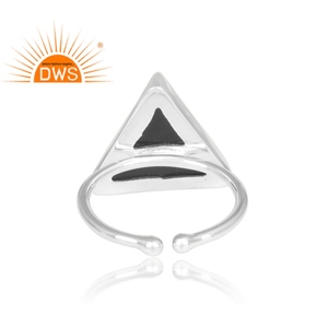 Triangular Black Onyx <b>Ring</b> 925 Sterling Fine Silver <b>Ring</b> Jewelry Supplier <b>Adjustable</b> <b>Ring</b> Gemstone Jewelry Wholesaler - Product Image 4