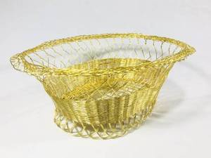 Cesta decorativa de alambre de Metal sólido dorado para exhibición de caja de regalo durante bodas Navratri Dussehra Navidad-Precio bajo - Product Image 2