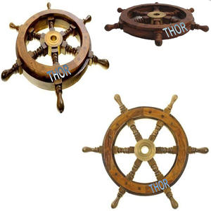 Volant de bateau en bois brun de collection, volant de pirate nautique, décoration de volant de bateau, décoration maritime, 24 pouces, décoration d'intérieur - Product Image 5