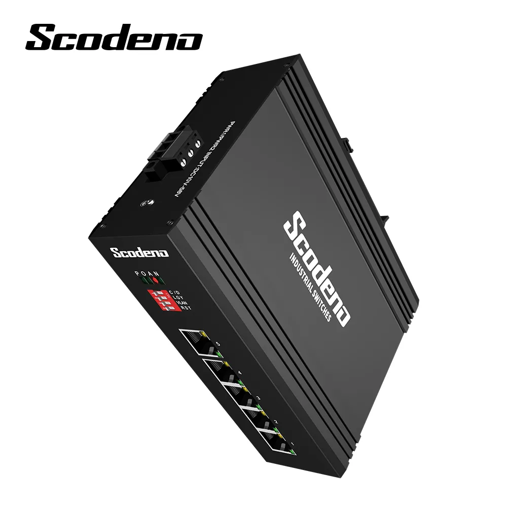 Scodeno Hot Selling 5*10/100M RJ45 Port Base-T Layer 2 Din Rail mounted IP40 Unmanaged Industrial Ethernet Switch