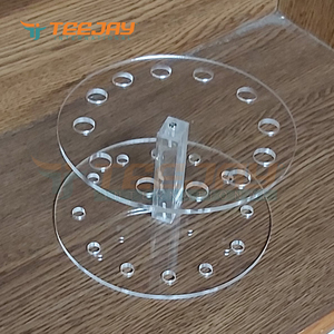 New Round Shape Transparent <b>Acrylic</b> Tweezer Display Stand for 12 Eyelash Eye Brow Tweezers and <b>Mirror</b> - Product Image 6