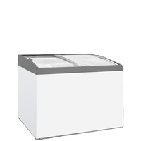 Réfrigérateur commercial Klimasan D300 DFSG AC PLASTIC 302 L, simple température, 2 portes, blanc, dégivrage automatique, 6 étagères, couvercle en verre horizontal