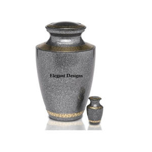 Urne de crémation couleur grise métal indien élégant fait à la main bas prix urne fantaisie classique luxueuse forme ronde Offre Spéciale urne de crémation - Product Image 1
