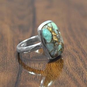 Bague Amazonite 13x18mm Coussin Amazonite Gemstone Bezel Rings Handmade Silver Rings Wholesale Fabricant & Fournisseur - Product Image 2
