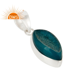 Colgante de Plata de Ley 925 con Gema Druzy Azul en Forma de Nanette, con Engaste de Bisel, Moderno, para Mujer, Ideal para Fiestas - Product Image 2