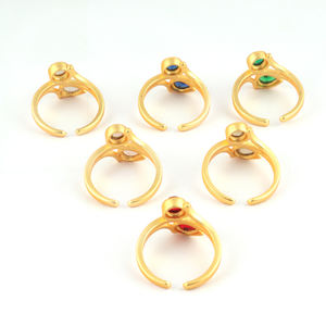 Anillo de cuarzo con peridoto facetado para mujer, joyería personalizada, sortija de Latón chapado en oro mate, ajustable, hecha a mano - Product Image 6