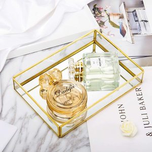 Ksn Trong; 34648 Hình Chữ Nhật Vàng Gương Khay Phục Vụ Kim Loại Thủy Tinh Đồng Nâu Sóng Hộp Trang Trí 10 Ngày 50Pcs Phục Vụ Khay - Product Image 4