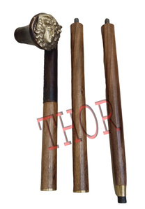 Nautical-Style Vintage Walking Cane for Women <b>Wooden</b> <b>Stick</b> with Brass Lady Designer Handle and Leather Accents - Product Image 6