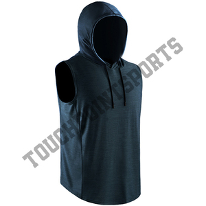 Vente en gros de vêtements de sport d'été pour hommes, débardeur en jersey 100% coton et sweat à capuche, couleur unie, t-shirt sans manches - Product Image 3