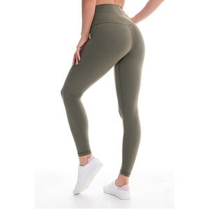 Mallas de entrenamiento de cintura alta para mujer, pantalones de Yoga, sensación desnuda, nailon, venta al por mayor - Product Image 3