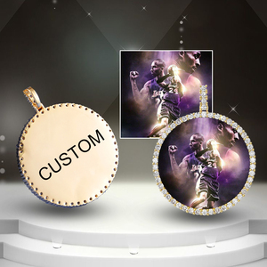 <span class=keywords><strong>Collier</strong></span> pendentif personnalisé avec photo de grand cercle, bijoux hip-hop, glacé, personnalisé avec photo de souvenir - Product Image 2