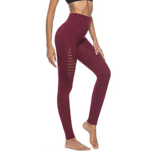 Legging en tricot d'élasthanne/polyester taille haute personnalisable pour femmes avec logo personnalisé - Product Image 4