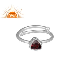 สามเหลี่ยมออกแบบโกเมนพลอยที่ทำด้วยมือแหวนเครื่องประดับผู้ผลิต925เงินสเตอร์ลิงแหวนปรับของผู้หญิงแหวน - Product Image 1