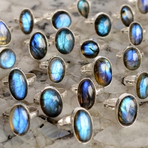 Bague à superposition de labradorite bleue naturelle, anneau en argent, 6 bineurs, vente en gros, lot de traceur gps, vente en gros - Product Image 3