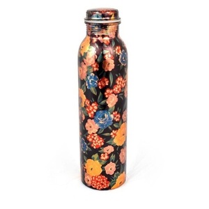 Kitchenware Decorative Juice And Drinks Storage Copper <b>Bottle</b> Health Benefits Pure Copper <b>Metal</b> <b>Water</b> <b>Bottle</b> Enamel Printed - Product Image 1