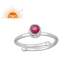 Anillo de Plata de Ley 925 con gema de topacio rosa, joyería fina hecha a mano - Product Image 1