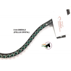 Designer Rider Choice Luxury Equestrian 8 mm Emerald Stellux Crystals Horse Brow Band Back Open Sticky Tape Loop Horse Products - Product Image 6
