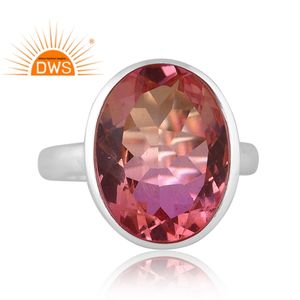 Bague en argent sterling fin fait à la main de créateur naturel bio rose doublet quartz pierres précieuses empilables fabricant de bijoux - Product Image 2