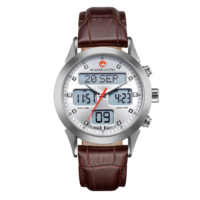 Montre Bâtie Acier Inoxydable «Al Fajr» Musulmane Islamique, Double Heure, Azan, Boussole Qibla, Étanche, Horloge Usine LED LCD