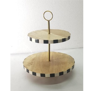 ด้านเรซิ่นการออกแบบรอบรูปร่างไม้สองชั้นยืนเค้ก - Product Image 2