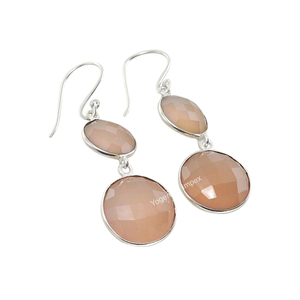 ต่างหูพลอยโมราสีชมพูหรูหราทรงหยดน้ำและต่างหูห้อยเงินแท้925สำหรับผู้ค้าส่ง - Product Image 2