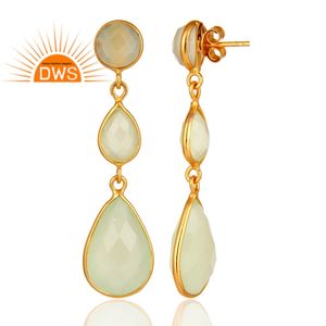 Pendiente colgante de piedras preciosas de Calcedonia verde Natural de Plata de Ley 925 para mujer, joyería para mujer, regalo para ella - Product Image 3