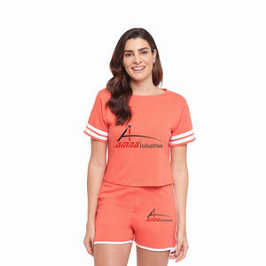 ออกแบบใหม่สุภาพสตรีฤดูร้อนชุดมาถึงกลางแจ้งนอนเสื้อยืดกางเกงขาสั้นชุดในราคาขายส่ง - Product Image 3