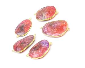 Forme naturelle Eau Citron Naturel Multi Pierres Précieuses Fait à la Main Plaqué Or Bijoux Double Bail Lunette Boho Connecteur - Product Image 4