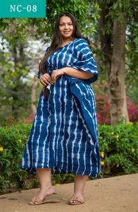 Shibori-caftán de algodón amarillo para mujer, Vestido largo de playa con estampado Tie-dye, fabricante y venta al por mayor - Product Image 2