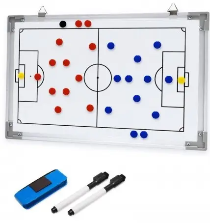 Магнитная тактическая доска 60x45 см, Высококачественная стальная поверхность и алюминиевая рамка, Футбольная тактическая магнитная доска для футбола и футбола
