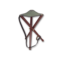 TM STARTECH Tabouret trépied classique en bois durable et léger, siège en cuir pour la chasse, le tir, la pêche, le camping, l'extérieur et l'intérieur, taille moyenne