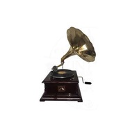 High Quality Solid Brass Antique Gramophone with Black Base for Home Decoration Collectible Musical Gramophone