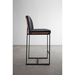 Taburete de Bar negro moderno estilo de diseño antiguo de cuero genuino para cocina y restaurante precio de fábrica muebles de bar - Product Image 4