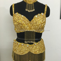 Nouvelle robe de danse du ventre sexy pour femmes adultes, costume égyptien fascinant, ensemble de ceinture de soutien-gorge, perles et paillettes faites à la main, tissu satiné multicolore