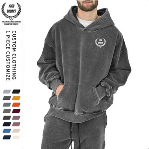 Sweat à capuche surdimensionné en molleton 100 % coton, style vintage, écologique, délavé, à épaules tombantes, motif imprimé - Product Image 1