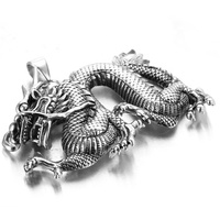High quality men's gothic style stainless steel casting jewelry necklace gold dragon pendant