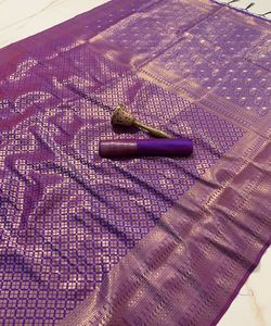 Kanchipuram Silk Saree Party Wear Indian Wedding Latest Designer Banarasi Cotton Silk Sari With Blouse Ladies Wear Wholesaler - Product Image 5