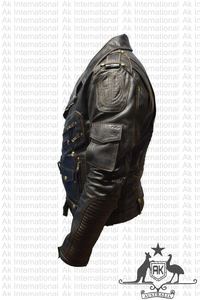 Premium Leather Motorcycle Biker Leather Jacket AK <b>Men's</b> <b>Real</b> Cowhide New HD <b>Black</b> <b>Men</b> Leather Fabric for Winter Polyester - Product Image 2