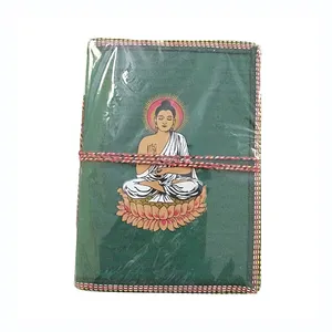 Lord buda impressão de buda diário de papel feito à mão, diário, caderno b4 tamanho, fabricante da índia, diário de couro