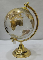 Globe terrestre décoratif en verre vintage, globe de bureau doré, globe terrestre rotatif, base en acier, globe éducatif, cadeau de mariage