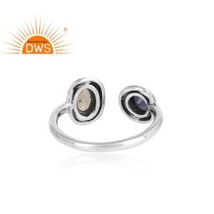 Bague ajustable en argent Sterling 925, perle blanche naturelle, pierre précieuse, irolite, vente en gros, offre spéciale - Product Image 4