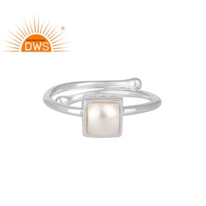 Anillo de Plata de Ley 925 con gema de perla Natural, joyería de diseño - Product Image 1
