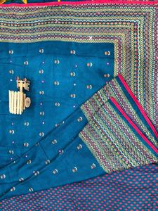 Dernier concepteur indien Katam Saree pour les femmes fête et mariage porter Georgette soie avec coton lin broderie travail Blouse - Product Image 4