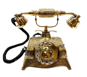 Nautical Solid Beautiful Victorian Brass Rotary Dial Working <b>Office</b> Telephone - Product Image 1