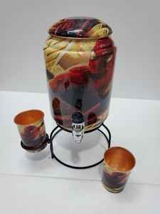 Pot refroidisseur d'eau en cuivre martelé avec support et exportateur en gros de verre pour la décoration de la maison et du bureau en vrac - Product Image 5