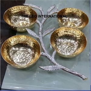 ชามผลไม้ทรงกลมเคลือบทอง ดีไซน์ตกแต่งสวยงาม ทำจากอะลูมิเนียม งานแฮนด์เมด สไตล์ญี่ปุ่น - Product Image 3